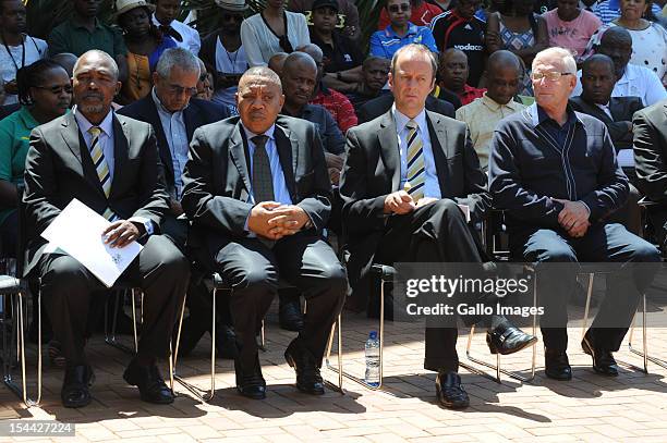 South African Football Association Vice President, Chief Mwelo Nonkonyana, Africa Cup of Nations CEO Mvuzo Mbebe, SAFA CEO Robin Petersen and Bafana...