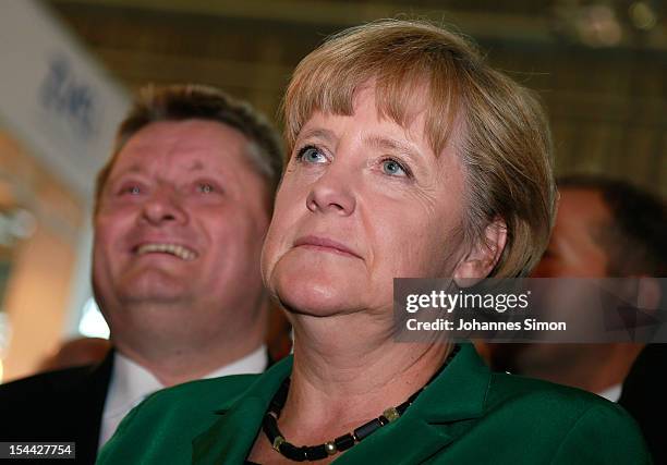 German Chancellor Angela Merkel, who is also chairwoman of the Christian Democratic Union arrives at the Christian Social Union of Bavaria party...