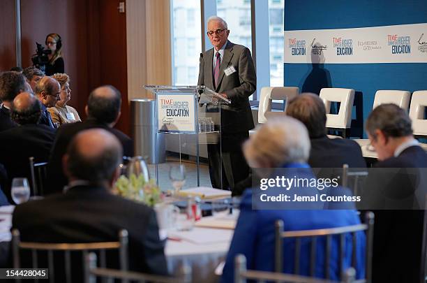 President Emeritus of Harvard University Derek Bok delivers the keynote address during TIME Summit On Higher Education on October 18, 2012 in New...