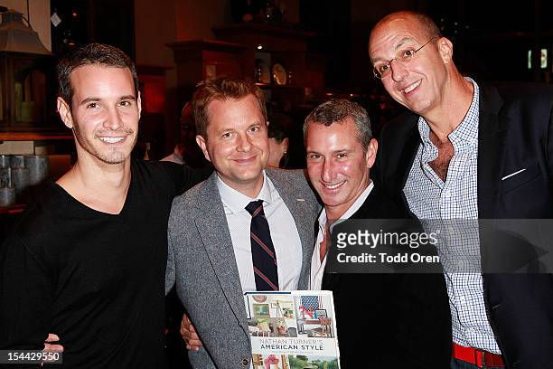 Frank Meli, Nathan Turner, Adam Shankman and Eric Hughes pose at Pottery Barn Hosts Nathan Turner Book Launch at Pottery Barn on October 18, 2012 in...