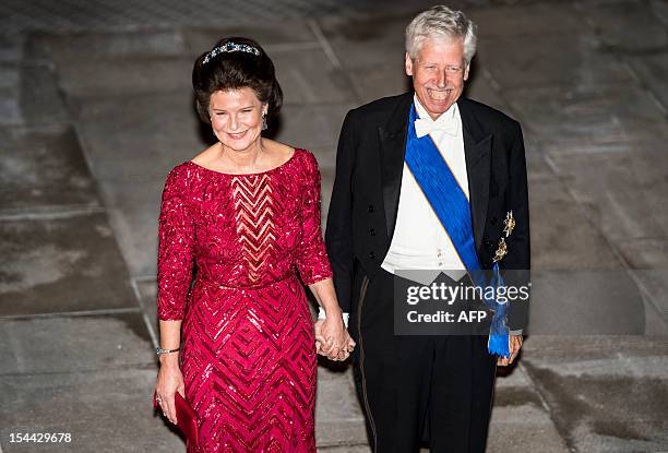 Prince Nicolaus of Liechtenstein and Princess Margaretha of Liechtenstein arrive for a gala dinner at the Grand-Ducal palace, after the civil wedding...