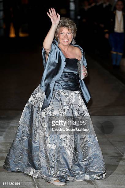 Viviane Reding the Vice-President of theEuropean Commission attends the Gala dinner for the wedding of Prince Guillaume Of Luxembourg and Stephanie...