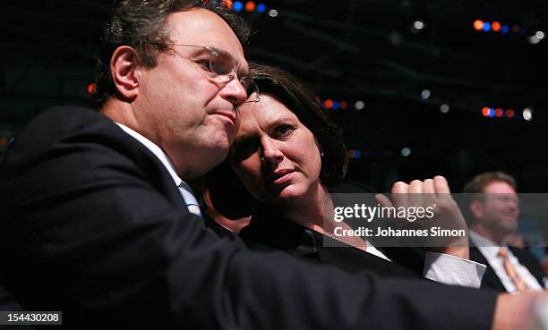 German Agriculture and Consumer Protection Minister Ilse Aigner and Hans-Peter Friedrich, German Minister of the Interior, chat together during the...