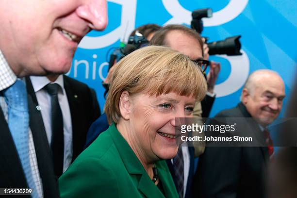 German Chancellor Angela Merkel, who is also chairwoman of the Christian Democratic Union , arrives at the Christian Social Union of Bavaria party...