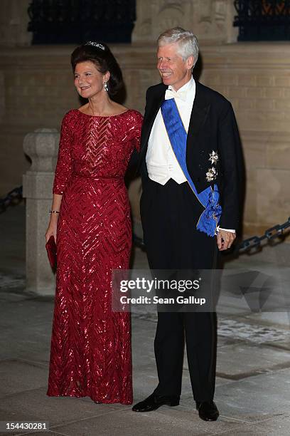 Prince Nicolaus of Liechtenstein and Princess Margaretha of Liechtenstein attend the Gala dinner for the wedding of Prince Guillaume Of Luxembourg...