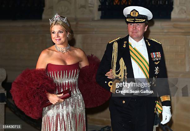 Crown Prince Willem Alexander of the Netherlands and Princess Maxima of the Netherlands attend the Gala dinner for the wedding of Prince Guillaume Of...