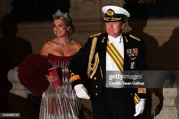 Crown Prince Willem Alexander of the Netherlands and Princess Maxima of the Netherlands attend the Gala dinner for the wedding of Prince Guillaume Of...