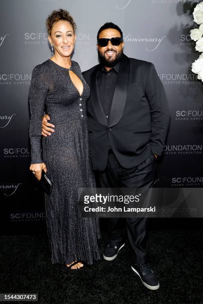 Nicole Tuck and DJ Khaled attend the Shawn Carter Foundation 20th Anniversary Black Tie Gala at Pier 60 on July 14, 2023 in New York City.
