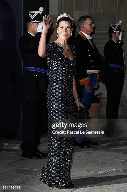 Princess Caroline of Hannover attends the Gala dinner for the wedding of Prince Guillaume Of Luxembourg and Stephanie de Lannoy at the Grand-ducal...