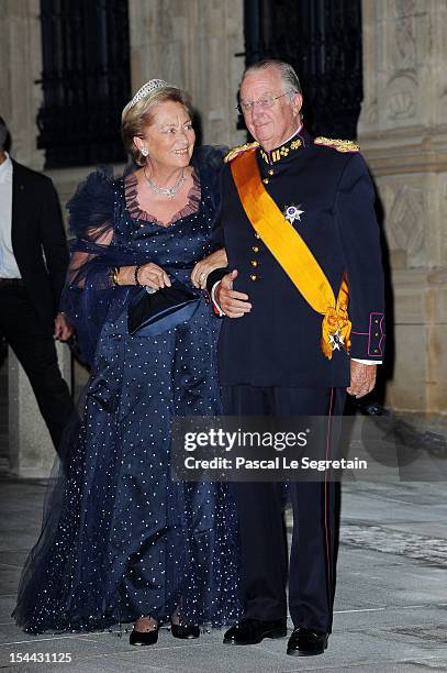 Queen Paola of Belgium and King Albert II of Belgium attend the Gala dinner for the wedding of Prince Guillaume Of Luxembourg and Stephanie de Lannoy...