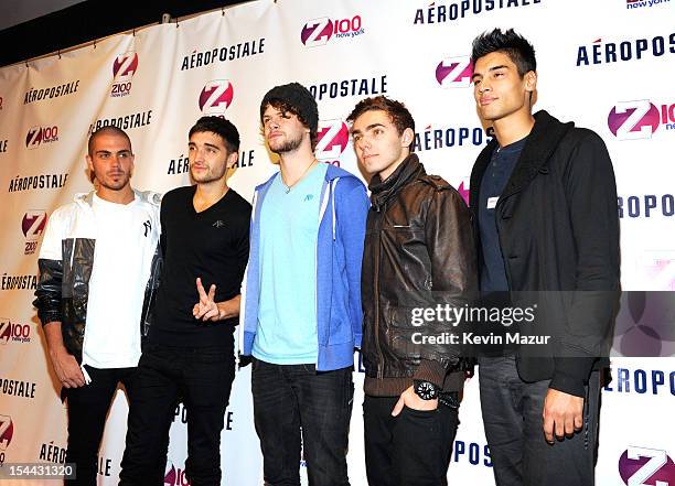 Siva Kaneswaran, Tom Parker, Max George, Jay McGuiness and Nathan Sykes of The Wanted arrive at Z100's Jingle Ball 2012, presented by Aeropostale,...