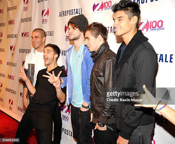 Tom Parker, Max George, Jay McGuiness, Siva Kaneswaran and Nathan Sykes of The Wanted arrive at Z100's Jingle Ball 2012, presented by Aeropostale,...