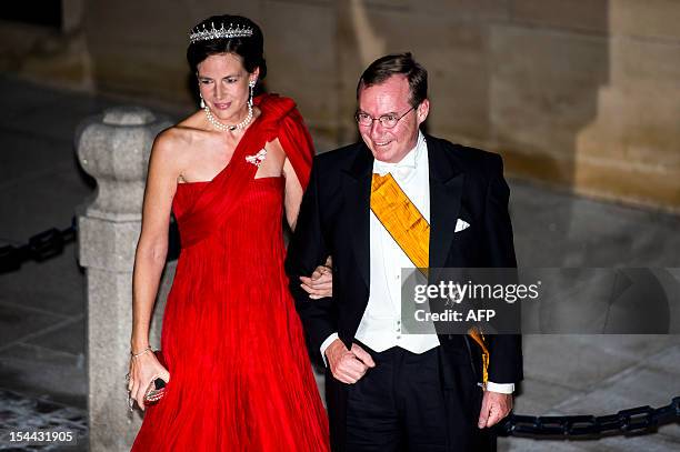 Prince Jean de Luxembourg and brother of Grand Duke Henri arrives with and Countess Diane de Nassau for a gala dinner in Luxembourg Grand-Ducal...