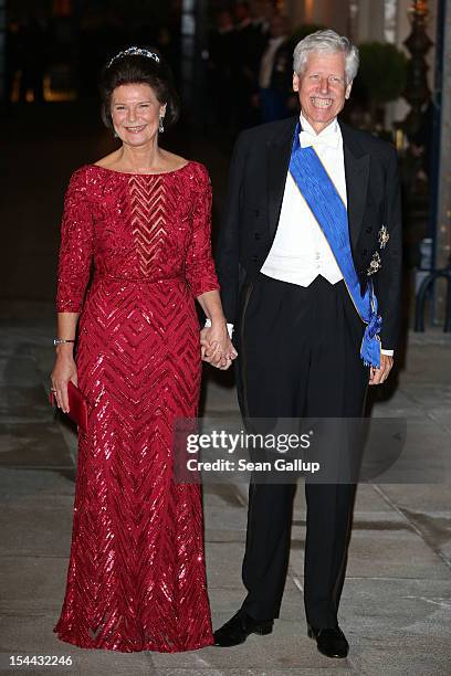 Prince Nicolaus of Liechtenstein and Princess Margaretha of Liechtenstein attend the Gala dinner for the wedding of Prince Guillaume Of Luxembourg...