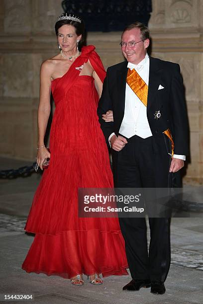 Prince Jean de Luxembourg and Countess Diane de Nassau attend the Gala dinner for the wedding of Prince Guillaume Of Luxembourg and Stephanie de...