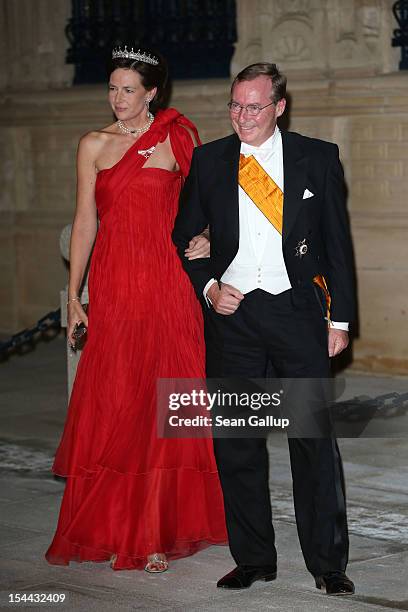 Prince Jean de Luxembourg and Countess Diane de Nassau attend the Gala dinner for the wedding of Prince Guillaume Of Luxembourg and Stephanie de...