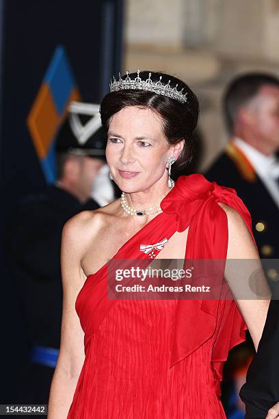 Countess Diane de Nassau attends the Gala dinner for the wedding of Prince Guillaume Of Luxembourg and Stephanie de Lannoy at the Grand-ducal Palace...