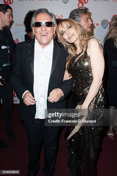 Gilbert Montagne and Jeanne Mas attend 'Stars 80' Film Premiere at Le Grand Rex on October 19, 2012 in Paris, France.
