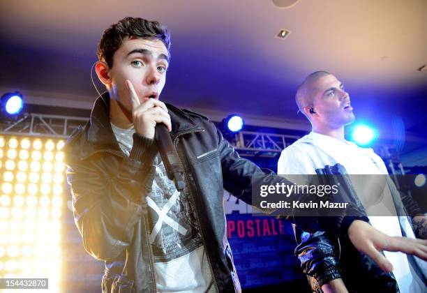 Nathan Sykes of The Wanted performs at Z100's Jingle Ball 2012, presented by Aeropostale, Official Kick Off Party at Aeropostale Times Square on...