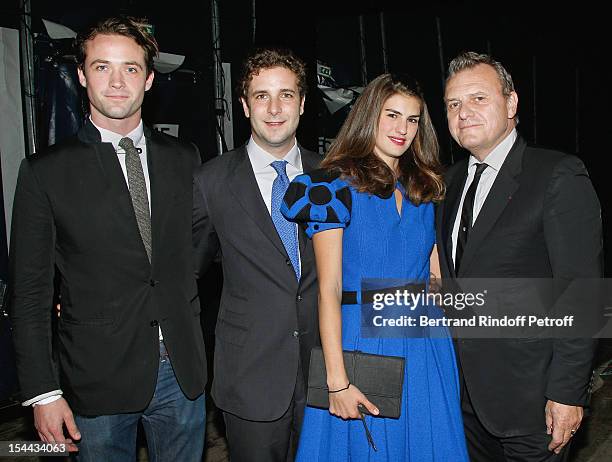 Louis-Marie de Castelbajac, Paul-Charles Ricard, his wife Alice Ricard and fashion designer Jean-Charles de Castelbajac attend 'Bal Jaune 2012'...