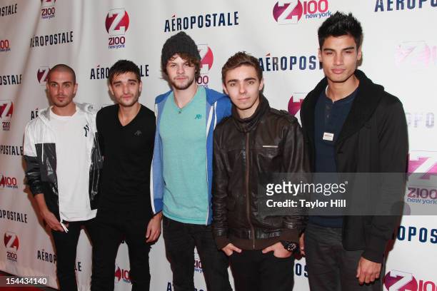 Tom Parker, Max George, Jay McGuiness, Nathan Sykes and Siva Kaneswaran of The Wanted arrive at Z100's Jingle Ball 2012, presented by Aeropostale,...