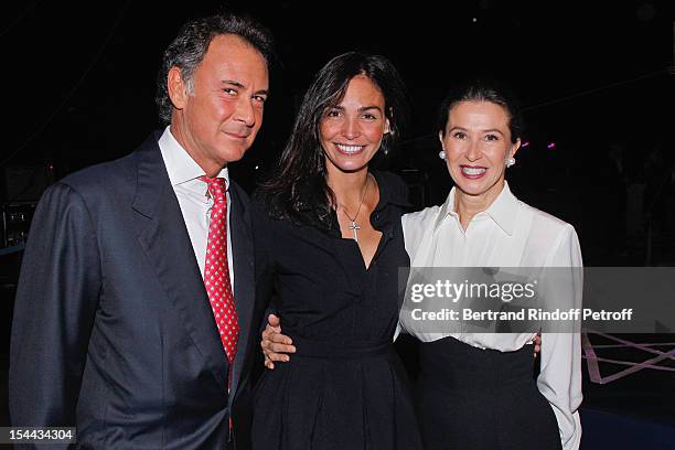 Model Ines Sastre and Corinne Ricard attend 'Bal Jaune 2012' organized by the Ricard Corporate Foundation for Contemporary Arts at Ile Seguin on...