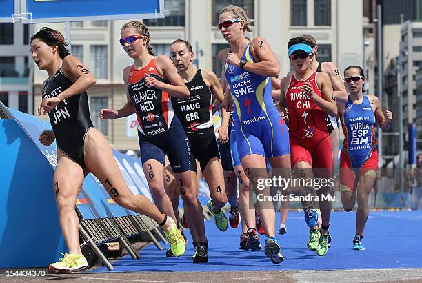 Juri Ide of Japan, Rachel Klamer of Netherlands, Anne Haug of Germany, Lisa Norden of Sweeden and Barbara Riveros Diaz of Chile compete during the...