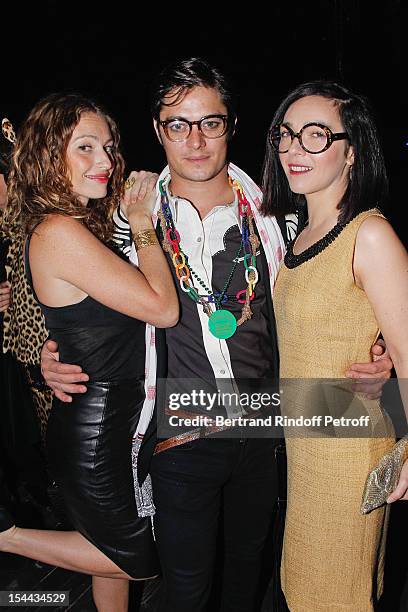 Sylvie Hoarau , Aurelie Saada , from the 'Brigitte' duet, and actor Aurelien Wiik attend 'Bal Jaune 2012' organized by the Ricard Corporate...