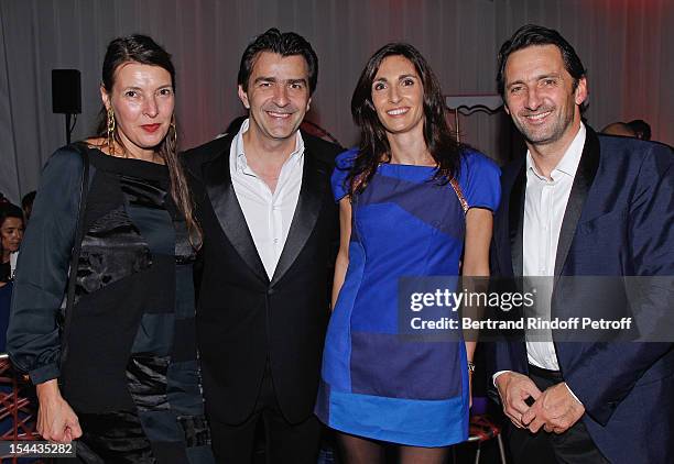 Laurence Bonnel, French Chef Yannick Alleno, Cilene Andrehn and visual artist Xavier Veilhan attend 'Bal Jaune 2012' organized by the Ricard...