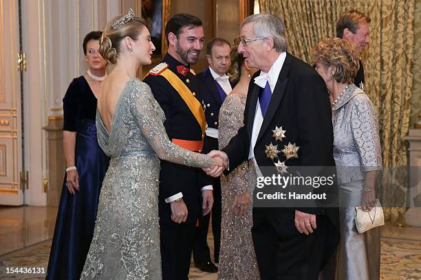 In this handout image provided by the Grand-Ducal Court of Luxembourg, Countess Stephanie de Lannoy, Prince Guillaume Of Luxembourg and Luxembourg...