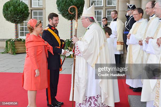 In this handout image provided by the Grand-Ducal Court of Luxembourg, Grand Duchess Maria Teresa of Luxembourg and her son Prince Guillaume Of...