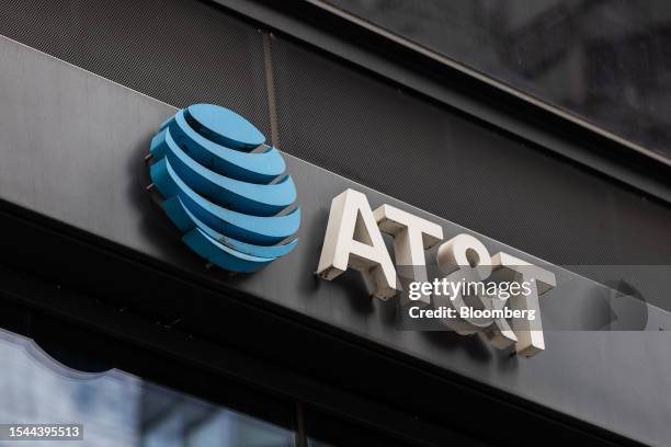 An AT&T store in New York, US, on Monday, July 3, 2023. AT&T Inc. Is scheduled to release earnings figures on July 26. Photographer: Jeenah...