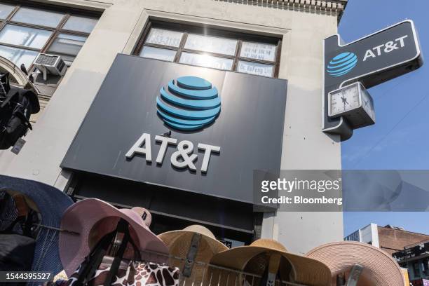 An AT&T store in New York, US, on Wednesday, July 12, 2023. AT&T Inc. Is scheduled to release earnings figures on July 26. Photographer: Jeenah...