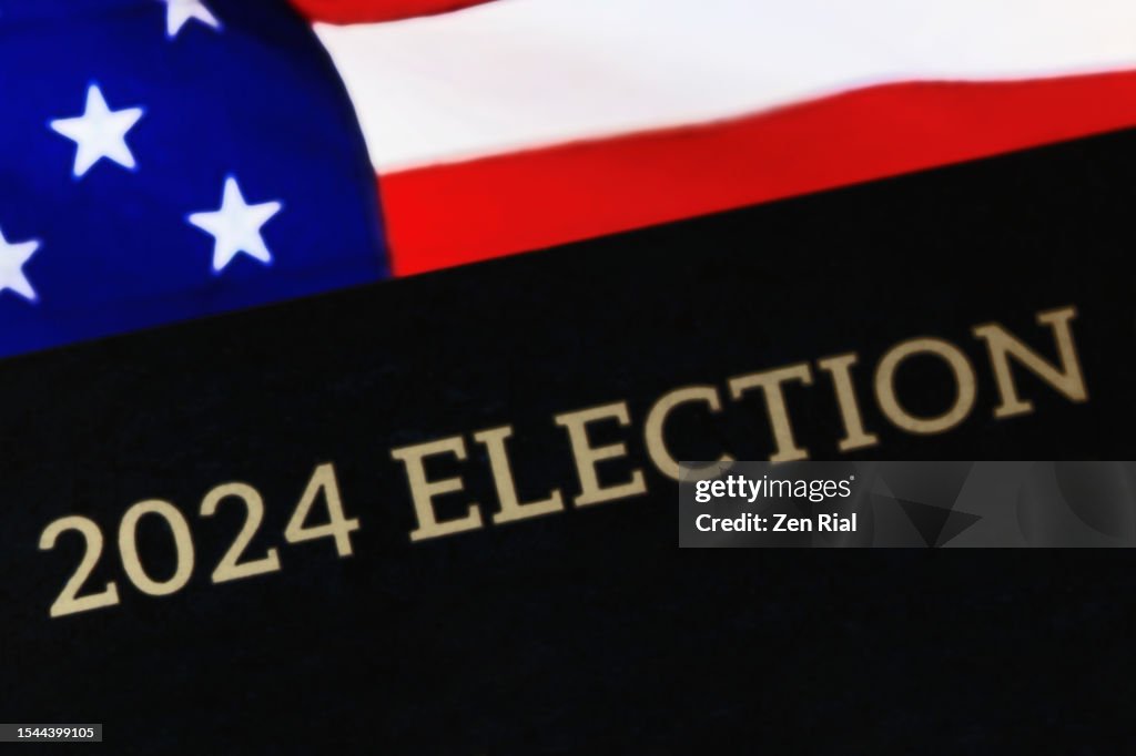 2024 Election, USA flag in background