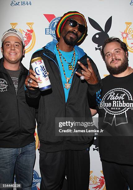 Snoop Dogg Presents: Colt 45 "Works Every Time" mansion party with Evan and Daren Metropoulos at The Playboy Mansion on October 19, 2012 in Beverly...