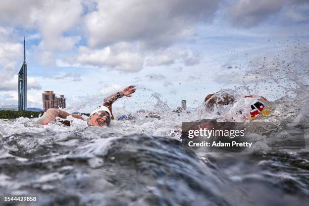 Katie Grimes of Team United States competes in the Open Water Women's 10km on day one of the Fukuoka 2023 World Aquatics Championships at Seaside...