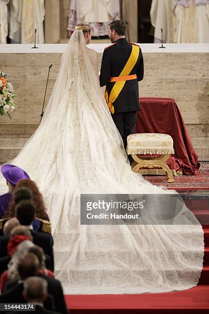 In this handout image provided by the Grand-Ducal Court of Luxembourg, Prince Guillaume Of Luxembourg and Countess Stephanie de Lannoy during their...