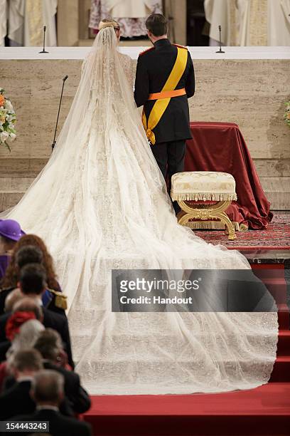 In this handout image provided by the Grand-Ducal Court of Luxembourg, Prince Guillaume Of Luxembourg and Countess Stephanie de Lannoy during their...