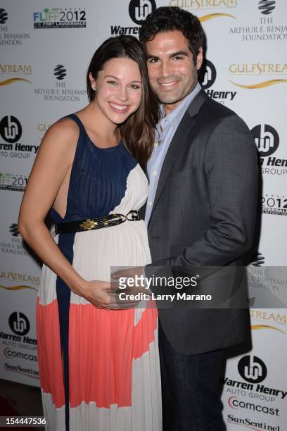 Kaitlin Riley and Jordi Vilasuso attend the 27th Annual Fort Lauderdale International Film Festival Opening Night at Gulfstream Park on October 19,...