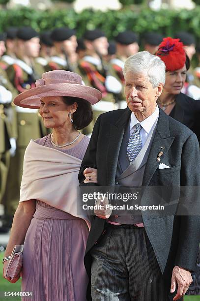 Prince Nicolaus of Liechtenstein and Princess Margaretha of Liechtenstein emerge from the Cathedral following the wedding ceremony of Prince...