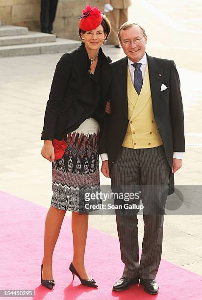 Prince Jean of Luxembourg and Countess Diane of Nassau attend the wedding ceremony of Prince Guillaume Of Luxembourg and Princess Stephanie of...