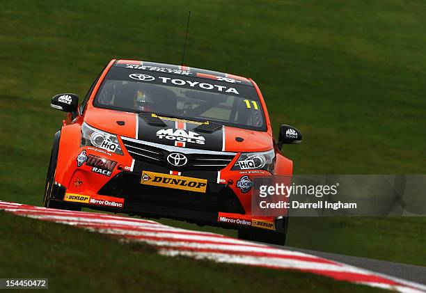 Frank Wrathall of Great Britain drives the Dynojet Vauxhall Vectra during practice for the Dunlop MSA British Touring Car Championship race at the...
