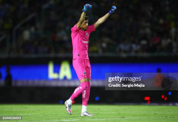 Esteban Andrada of Monterrey celebrate the second goal of the team during the 3rd round match between Mazatlan FC and Monterrey as part of the Torneo...