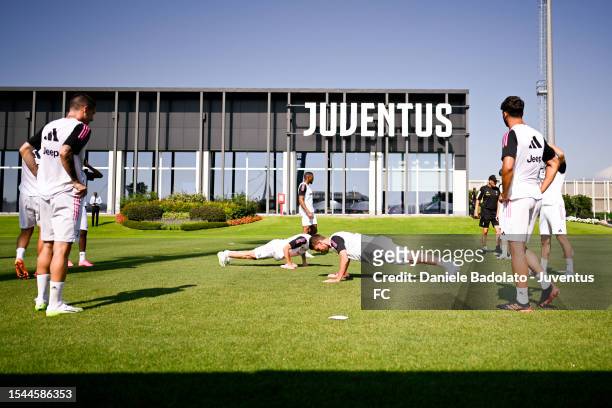Daniele Rugani of Juventus during a training session at JTC on July 20, 2023 in Turin, Italy.