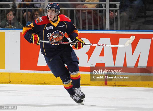 Connor McDavid of the Erie Otters skates in an OHL game against the London Knights on October 19, 2012 at the Budweiser Gardens in London, Canada....