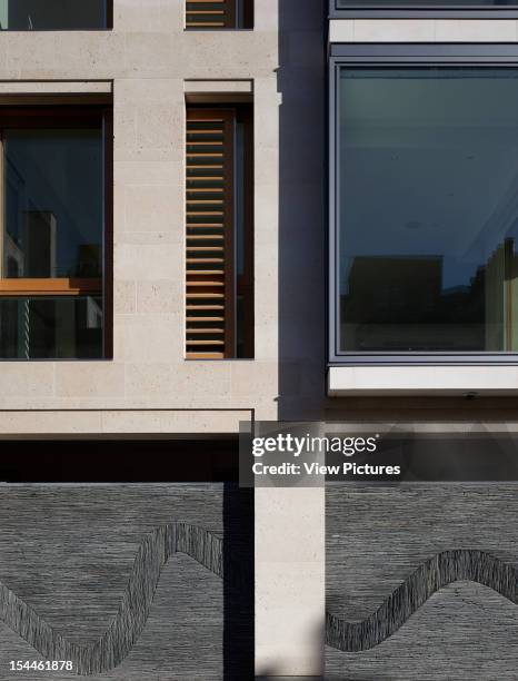 Montrose Place Flats, London, United Kingdom, Architect Hamilton Associates, Montrose Place Flats Street Elevation With Andy Goldsworthy Slate Wall