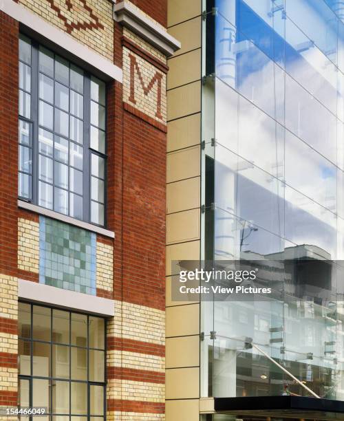 Michelin Building, London, United Kingdom, Architect Francois Espinasse, Michelin Building Facade Detail; Glass/Brick Juxtaposition