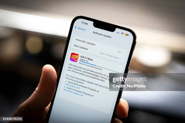 The iOS 17 operating system for iPhone is seen in this illustration photo on 20 July, 2023.