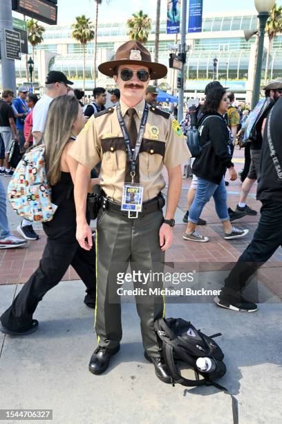 Cosplayer Eric Smith is dressed as a Super Trooper at the 2023 Comic-Con International: San Diego at the San Diego Convention Center on July 20, 2023...