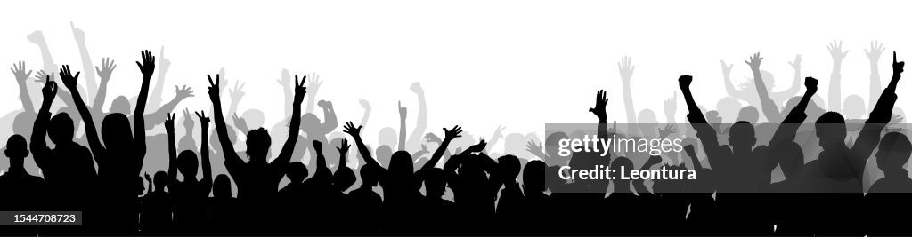 Crowd (Personen sind vollständig und beweglich - ein Beschneidungspfad verbirgt die Beine)